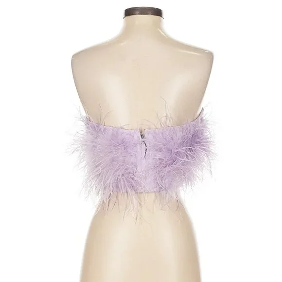 BNWOT Lovers + Friends Lavender Feather Boa Crop Top, Size S - Picture 7 of 8